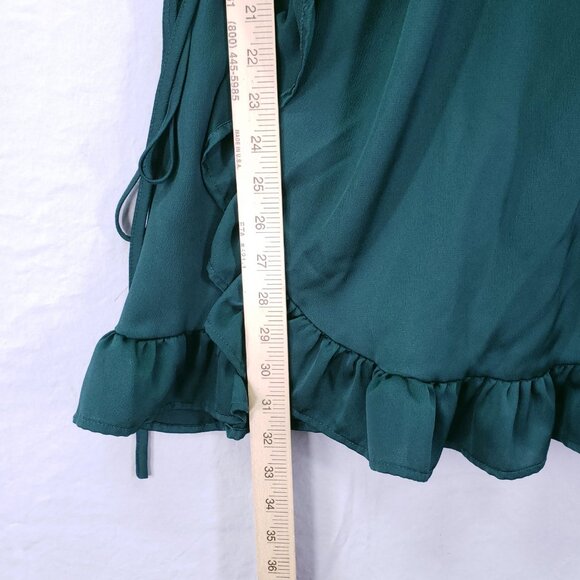 Princess Polly Green Lightweight Silky Sleeveless Short Mini Wrap Dress Size 4 - Picture 8 of 16